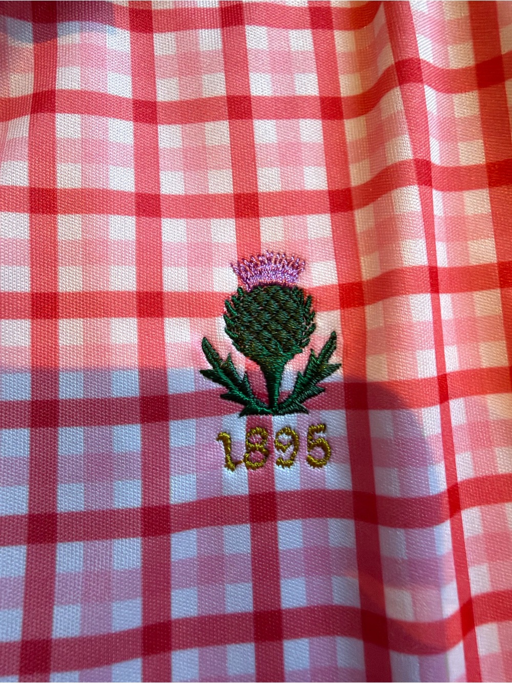 FootJoy Pink Gingham Tank Top with Embroidered Thistle